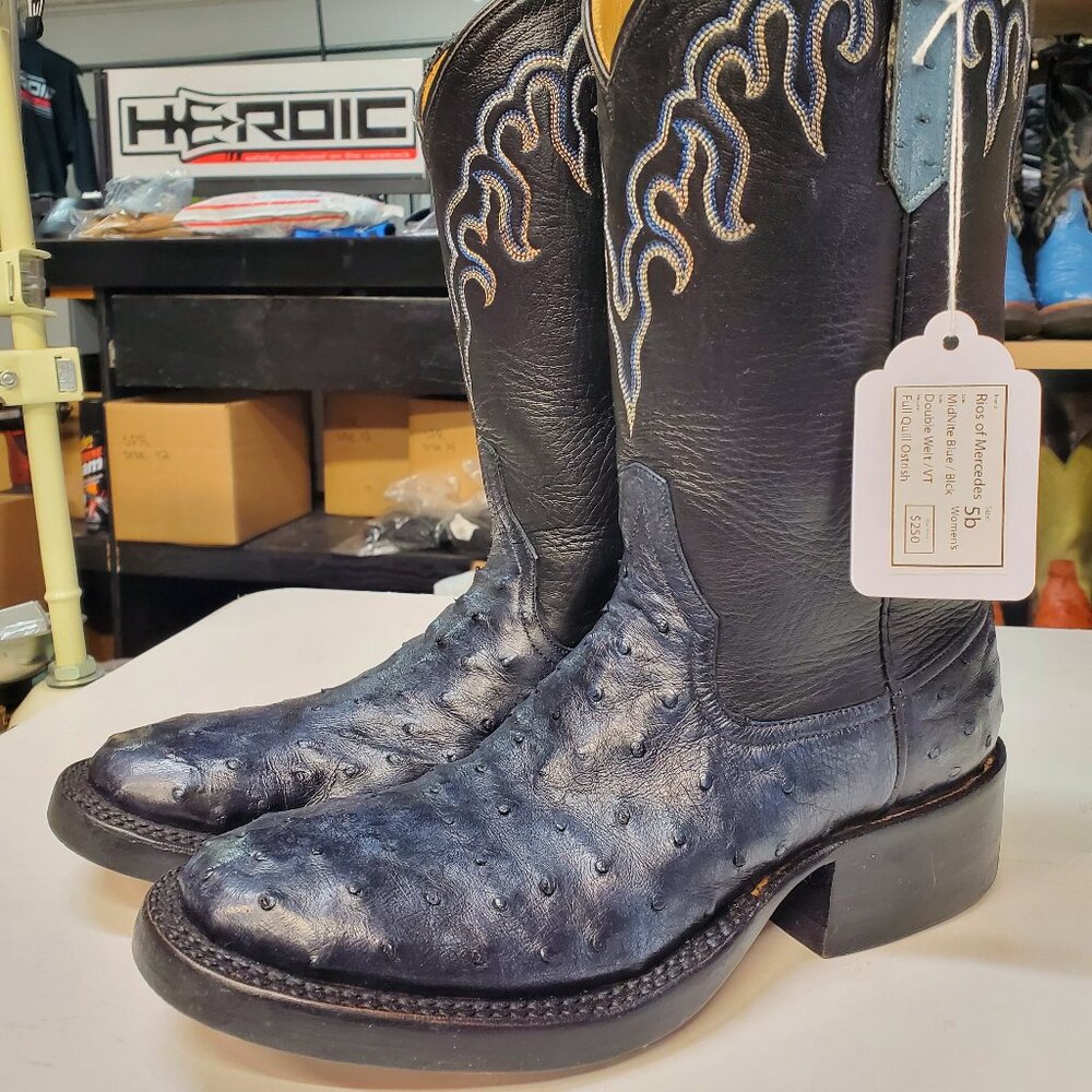 Rios Of Mercedes Women's 5b Ostrich Custom Roper Boots - Gem